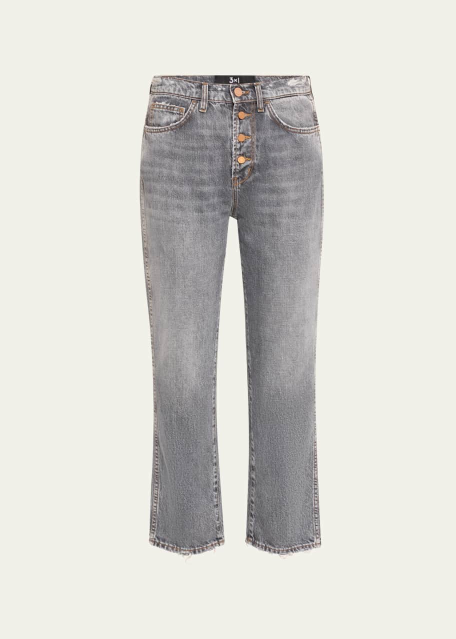 Image 1 of 1: Austin Crop Straight Button-Fly Jeans