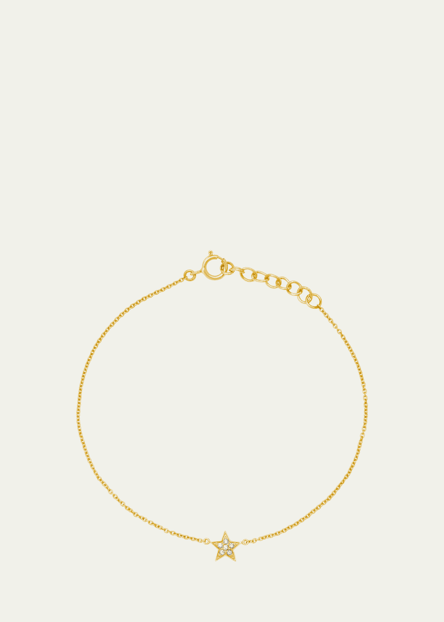 Image 1 of 1: 14K Yellow Gold Diamond Mini Star Charm Anklet