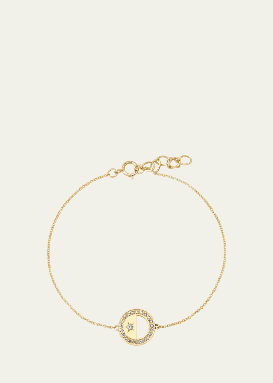 Image 1 of 1: Half Moon Phase Diamond Charm Bracelet