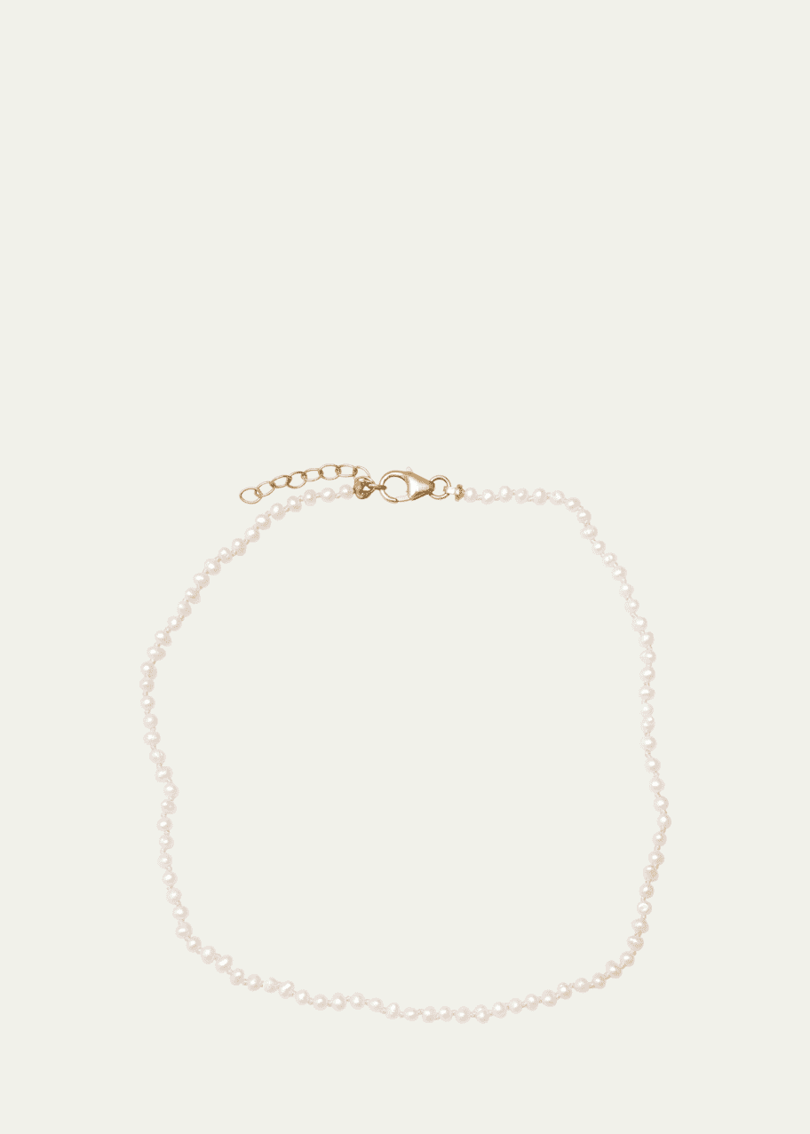 Image 1 of 1: 14K Yellow Gold Pearl Beaded Anklet