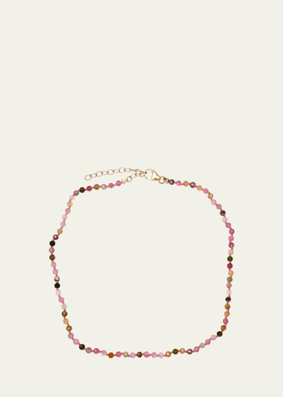 Image 1 of 1: 14K Yellow Gold Tourmaline Beaded Anklet