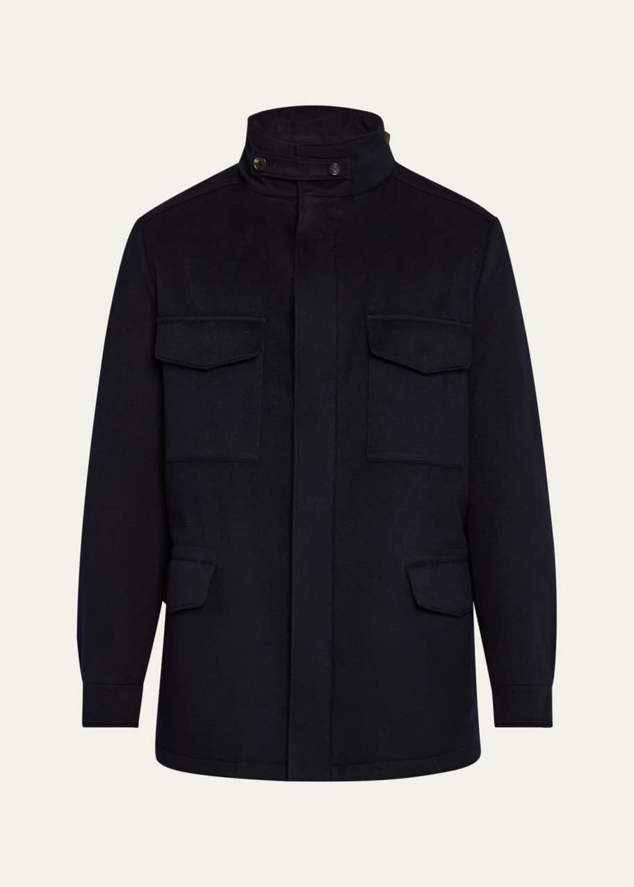Loro Piana Men's Traveller Cashmere Full-Zip Field Jacket
