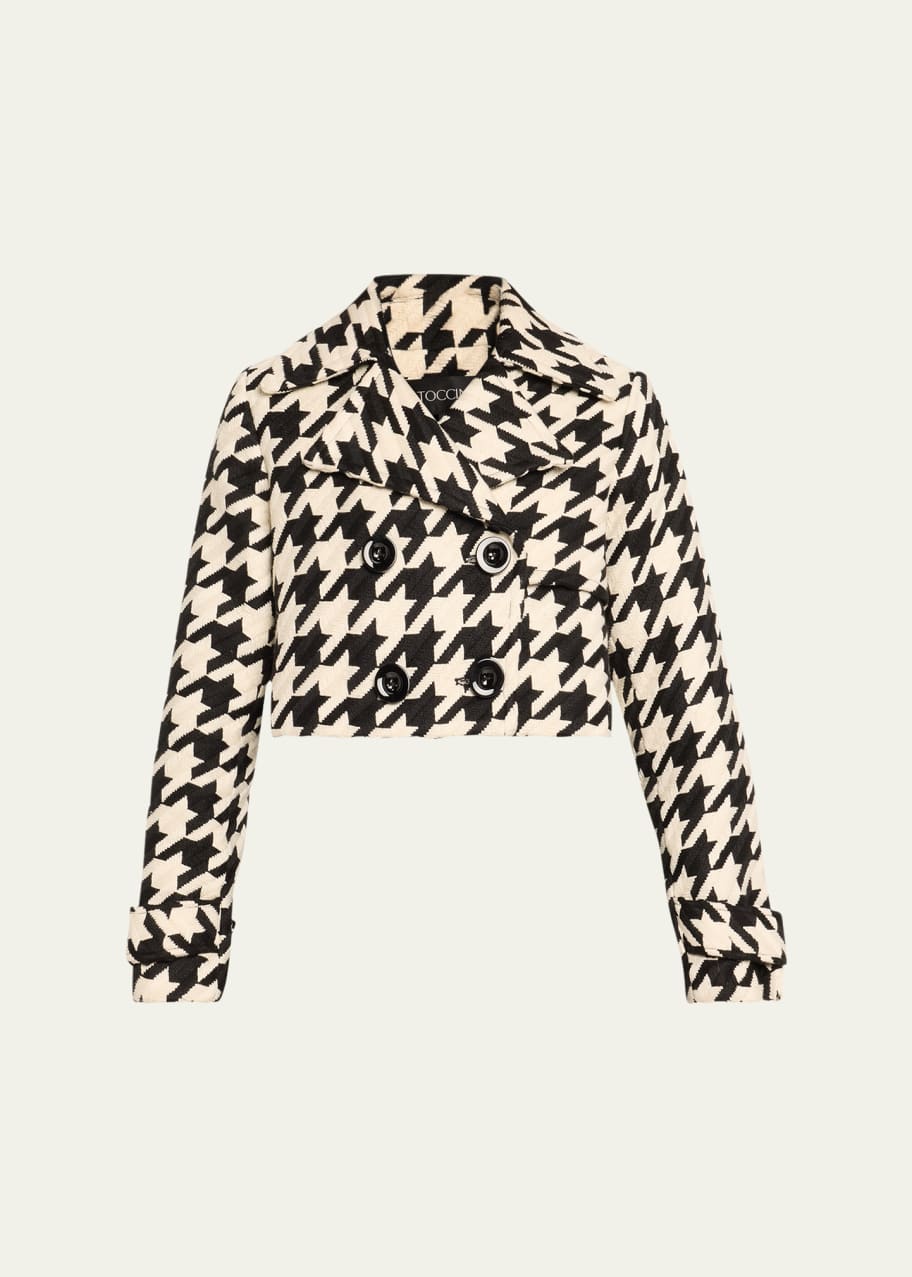 Toccin Ally Double-Breasted Cropped Houndstooth Jacket - Bergdorf