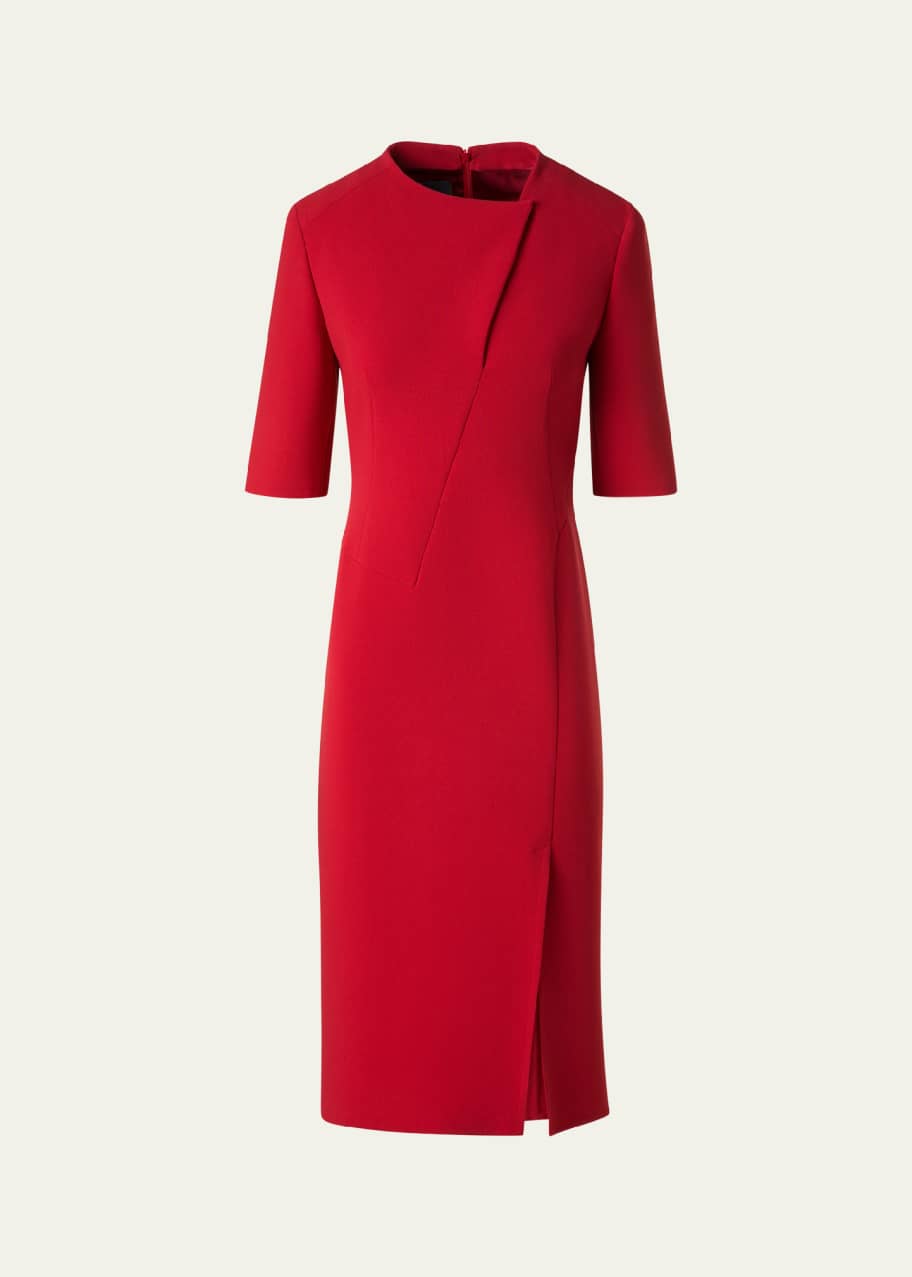 Image 1 of 1: Elbow Sleeve Sheath Wool Dress
