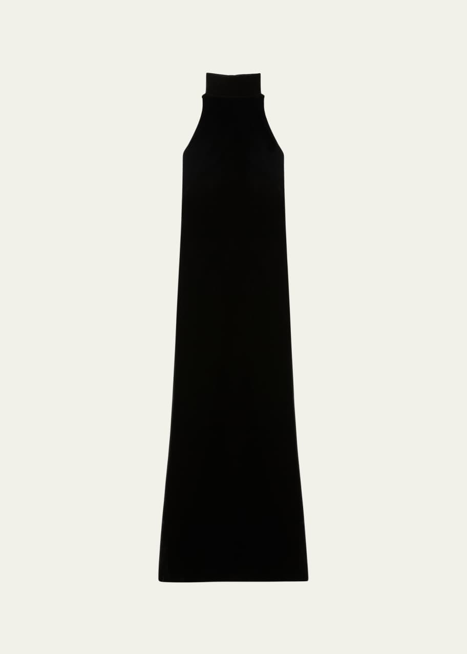 Max Mara Black Sleeveless Dress With Turtleneck Pleats Please