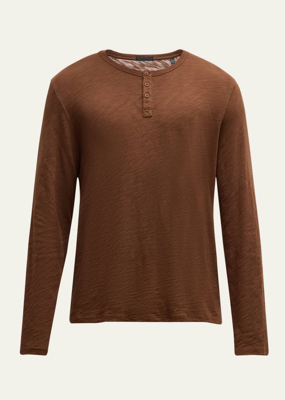 Image 1 of 1: Men's Slub Jersey Henley Shirt