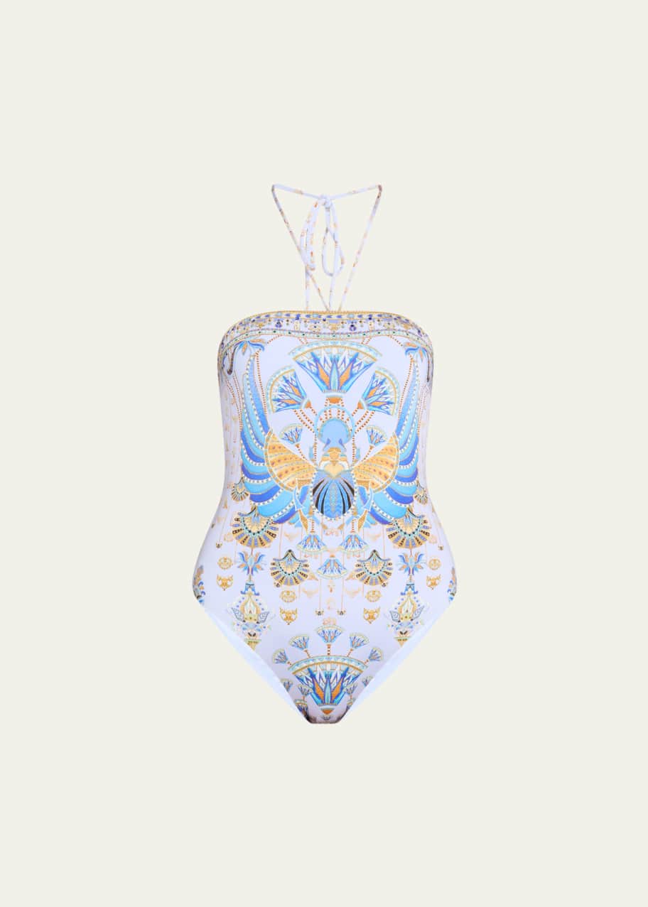 Image 1 of 1: Under Scarab Skies Bandeau One-Piece Swimsuit
