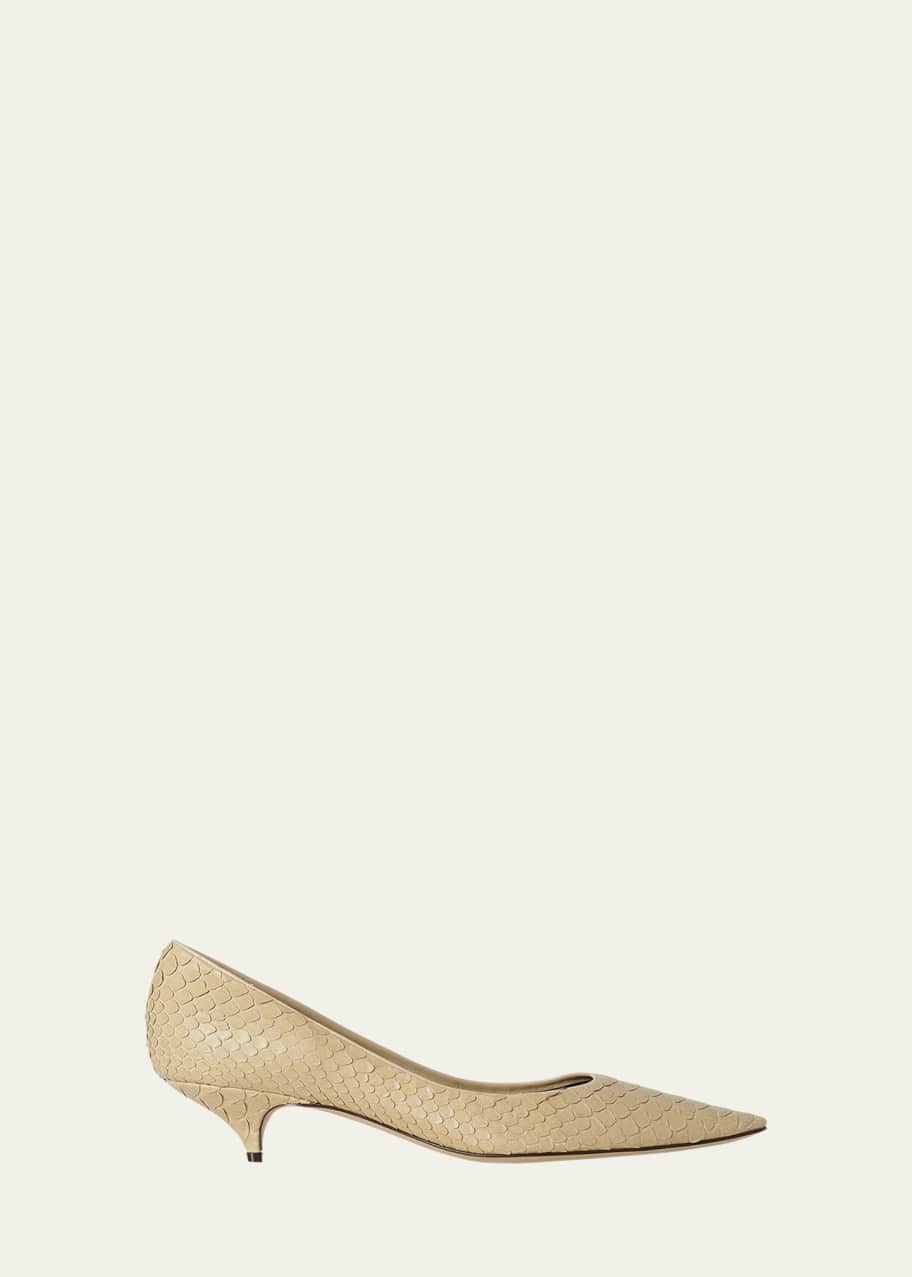 【THE ROW】Liisaサテン製 キトゥンヒール THE ROW Liisa Python Kitten-Heel Pumps - Bergdorf Goodman