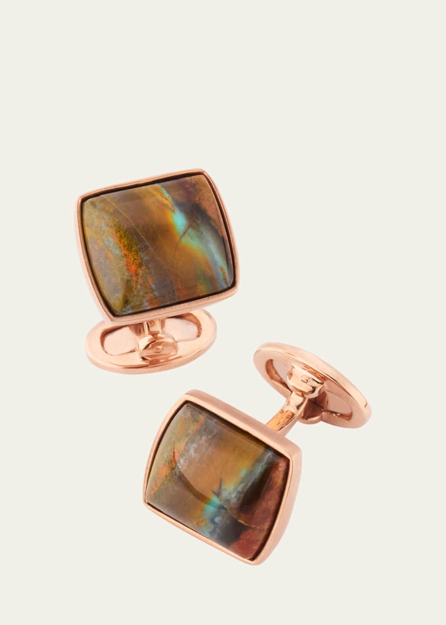 Image 1 of 1: Men's Hell's Canyon Petrified Wood Rose-Tone Cufflinks