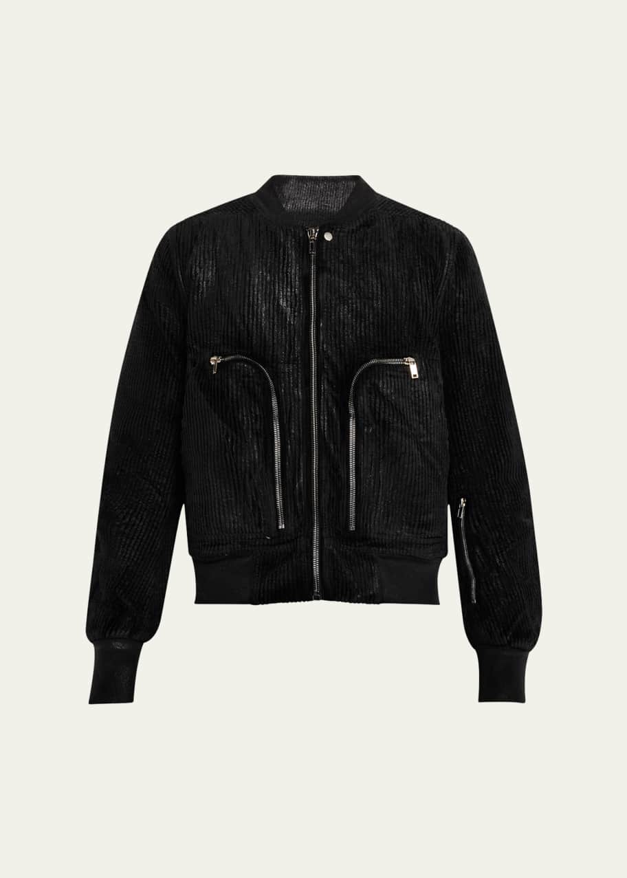 DRKSHDW RICK OWENS Men's Bauhaus Coated Corduroy Bomber Jacket