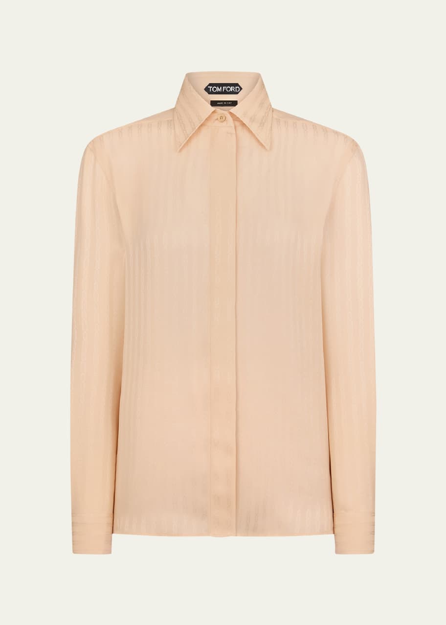 Image 1 of 1: Whitney Chain Striped Fluid Silk Shirt