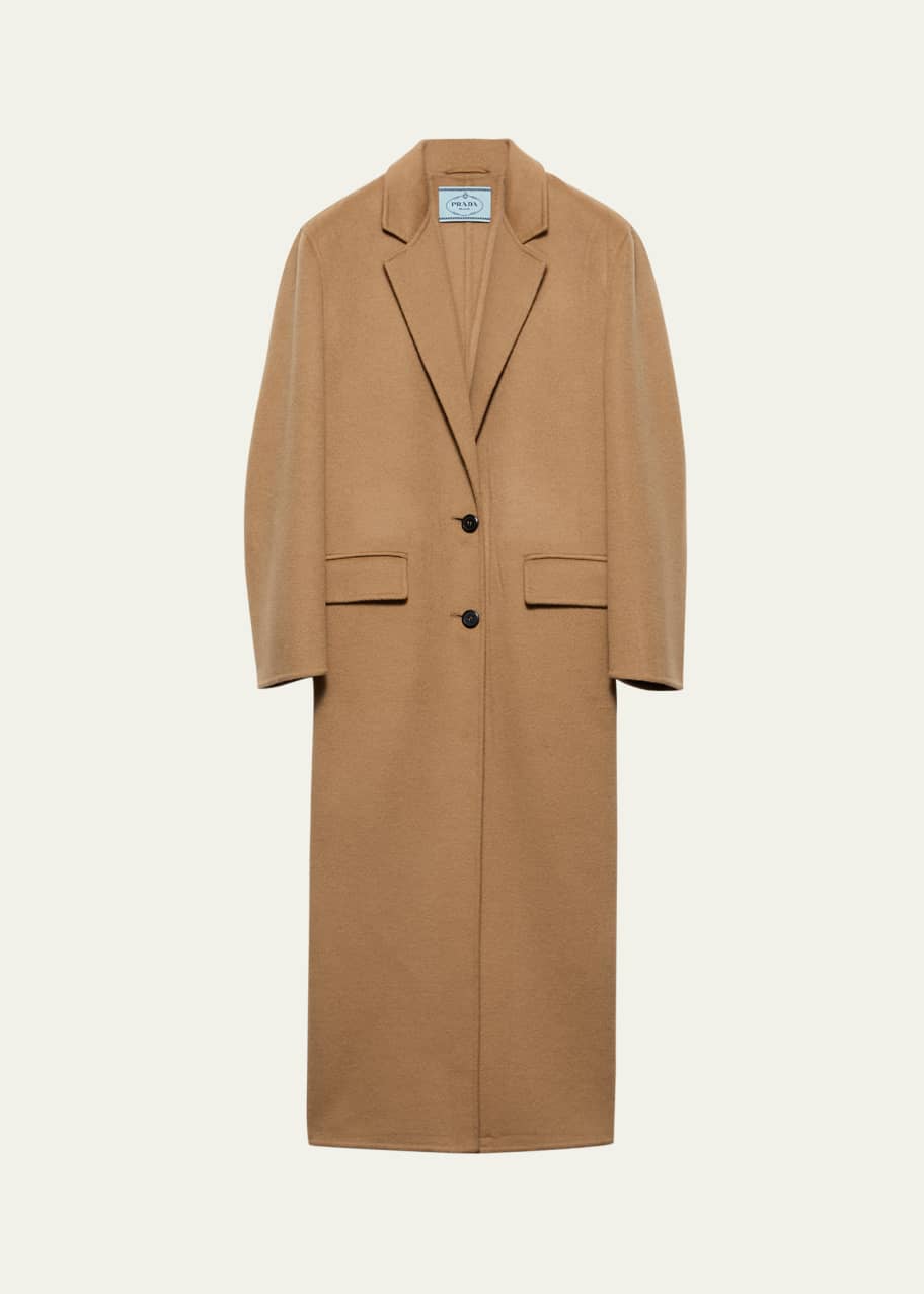 Prada Long Cashgora Single Breast Coat - Bergdorf Goodman