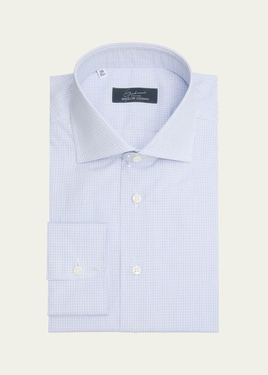 Image 1 of 1: Men's Cotton Mini Check Dress Shirt