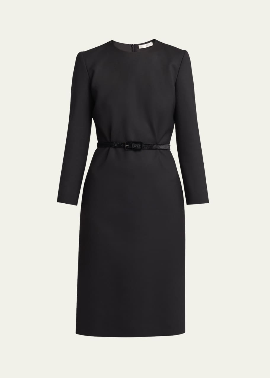 Image 1 of 1: Angeline Belted Wool Dress