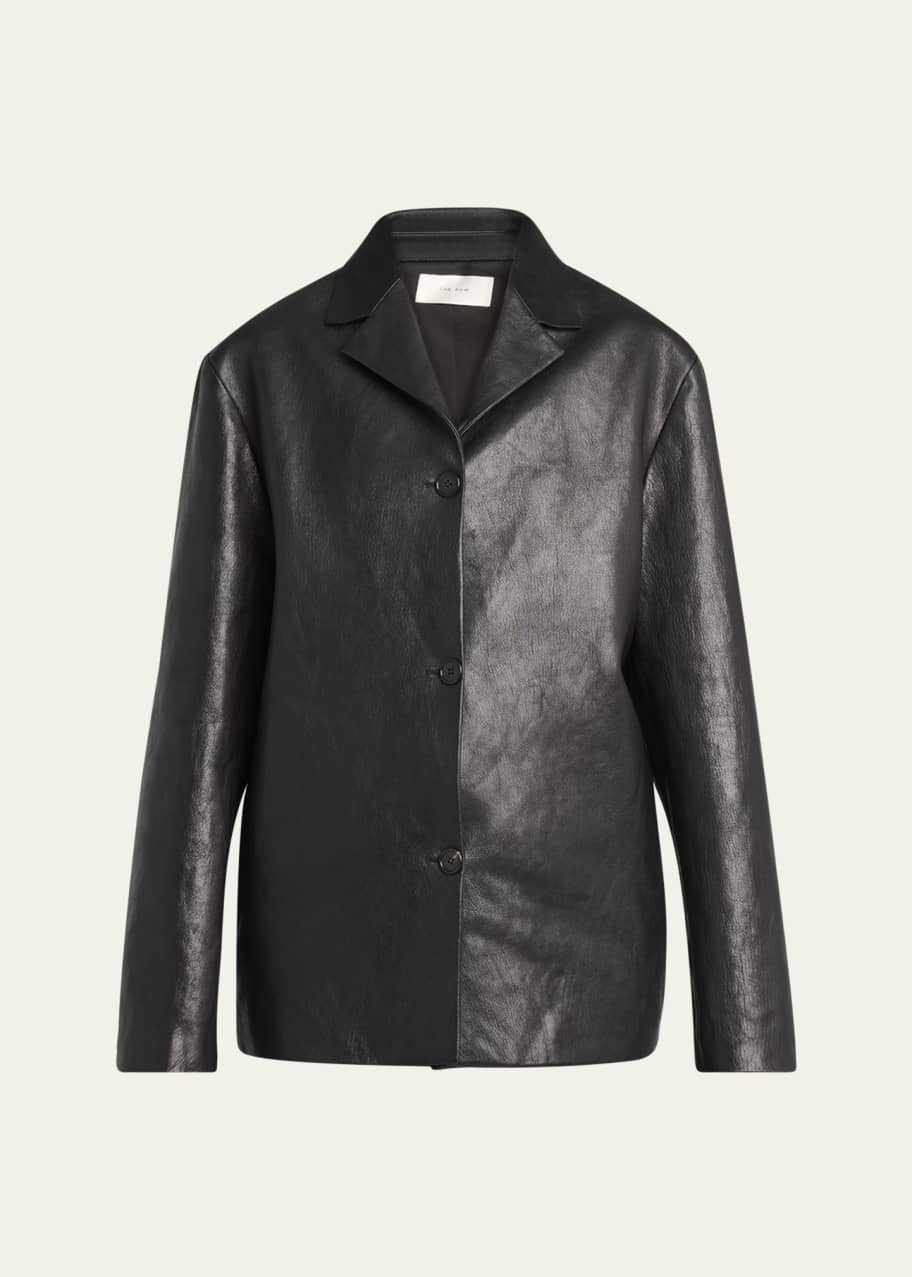 Image 1 of 1: Fabian Leather Single-Breasted Jacket