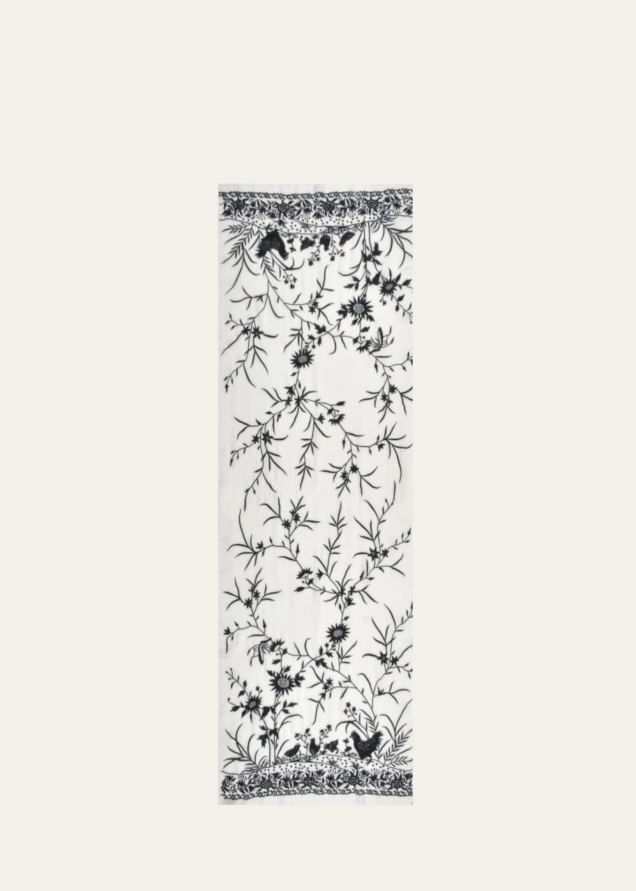 Image 1 of 1: Floral Cashmere & Silk Scarf