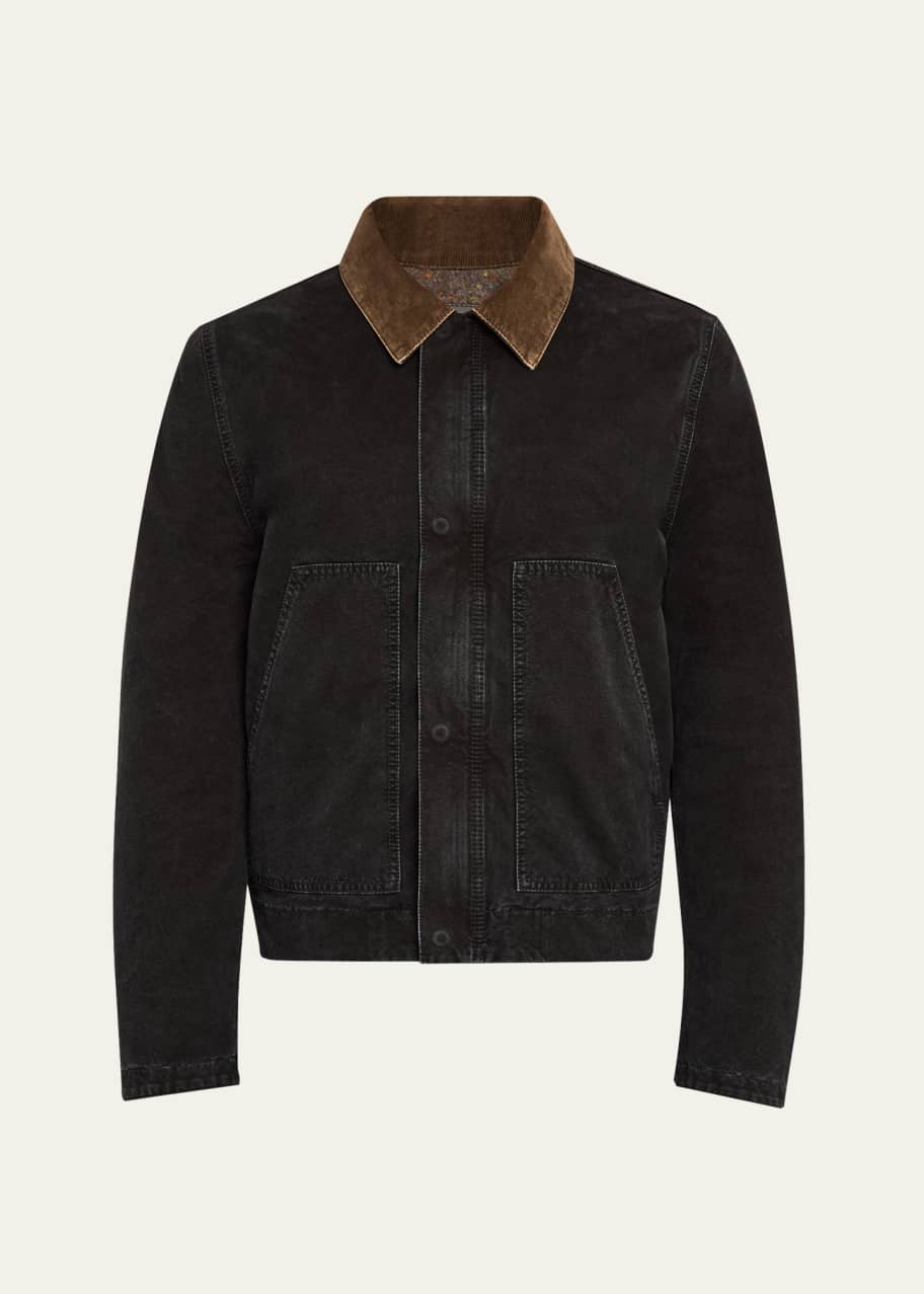 Saint Laurent Men's Canvas Corduroy-Collar Work Jacket - Bergdorf