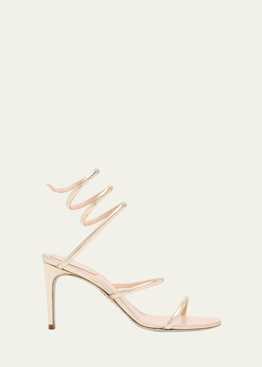 Rene Caovilla Mirror Snake-Wrap Stiletto Sandals - Bergdorf Goodman
