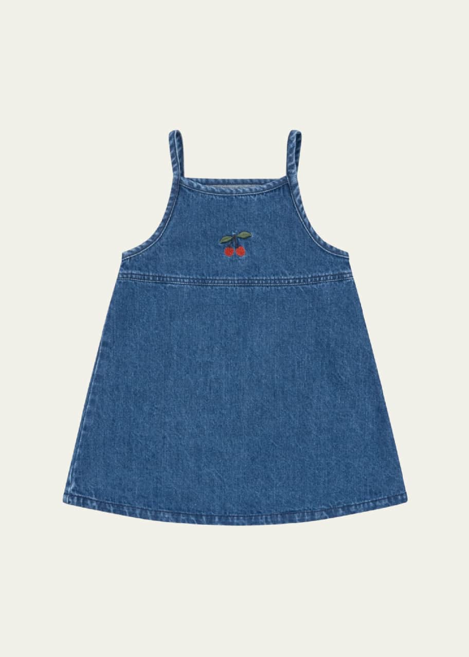 konges slojd denim dress Konges Slojd Girl's Magot Denim Dress W/ Embroidered Cherry, Size 18M-10