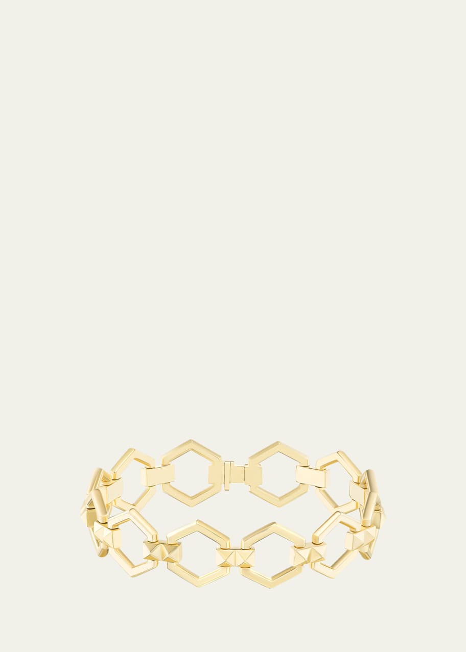 Image 1 of 1: 18K Yellow Gold Pyramid Stud Foundation Bracelet