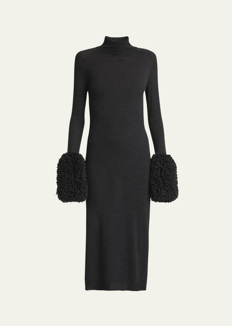 chinese dress ladies Hunter Green Turtle Neck Long Sleeve Midi Sweater Dress *FINAL SALE* – SSYS main image 0