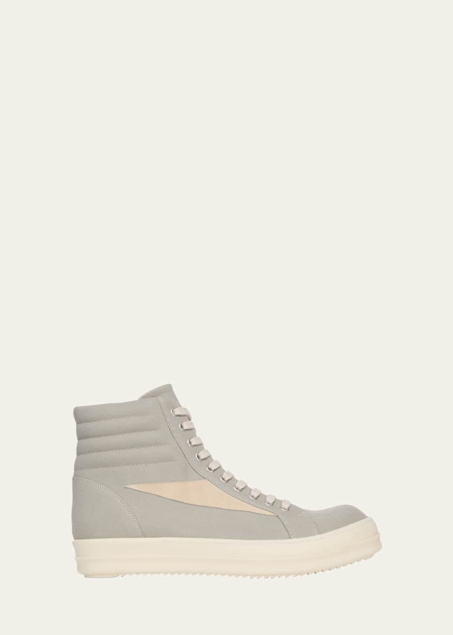 Image 1 of 1: Men's Vintage Denim and Suede High-Top Sneakers