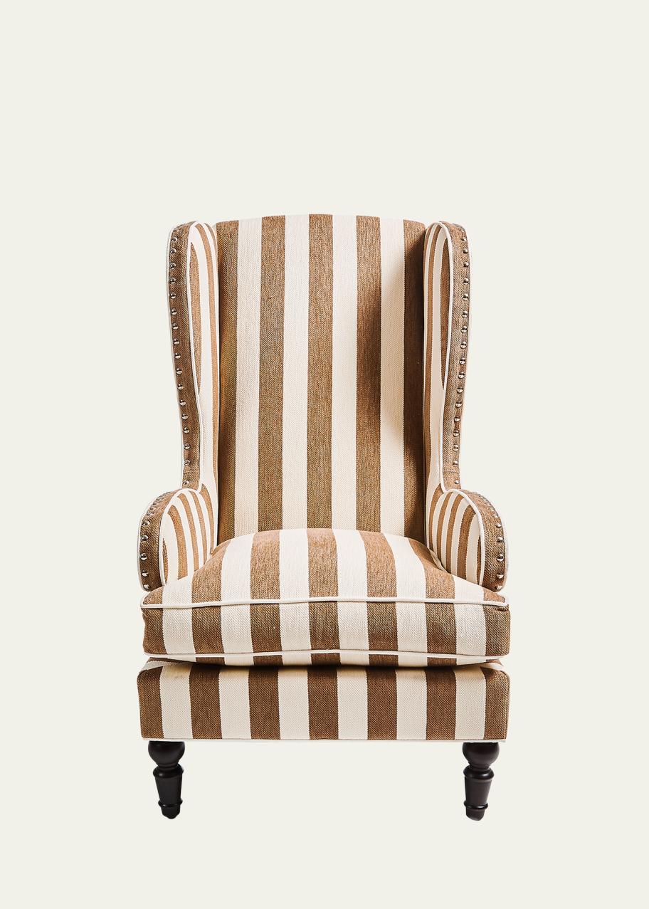 MacKenzie-Childs Marquee Brown Stripe Chenille Wing Chair - Bergdorf ...