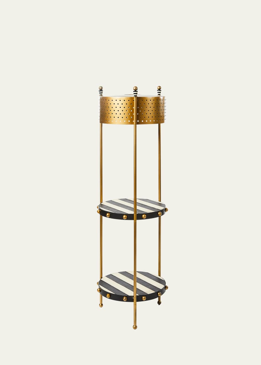 Image 1 of 1: Flatiron Leather Stripe 53" Shelf Floor Lamp