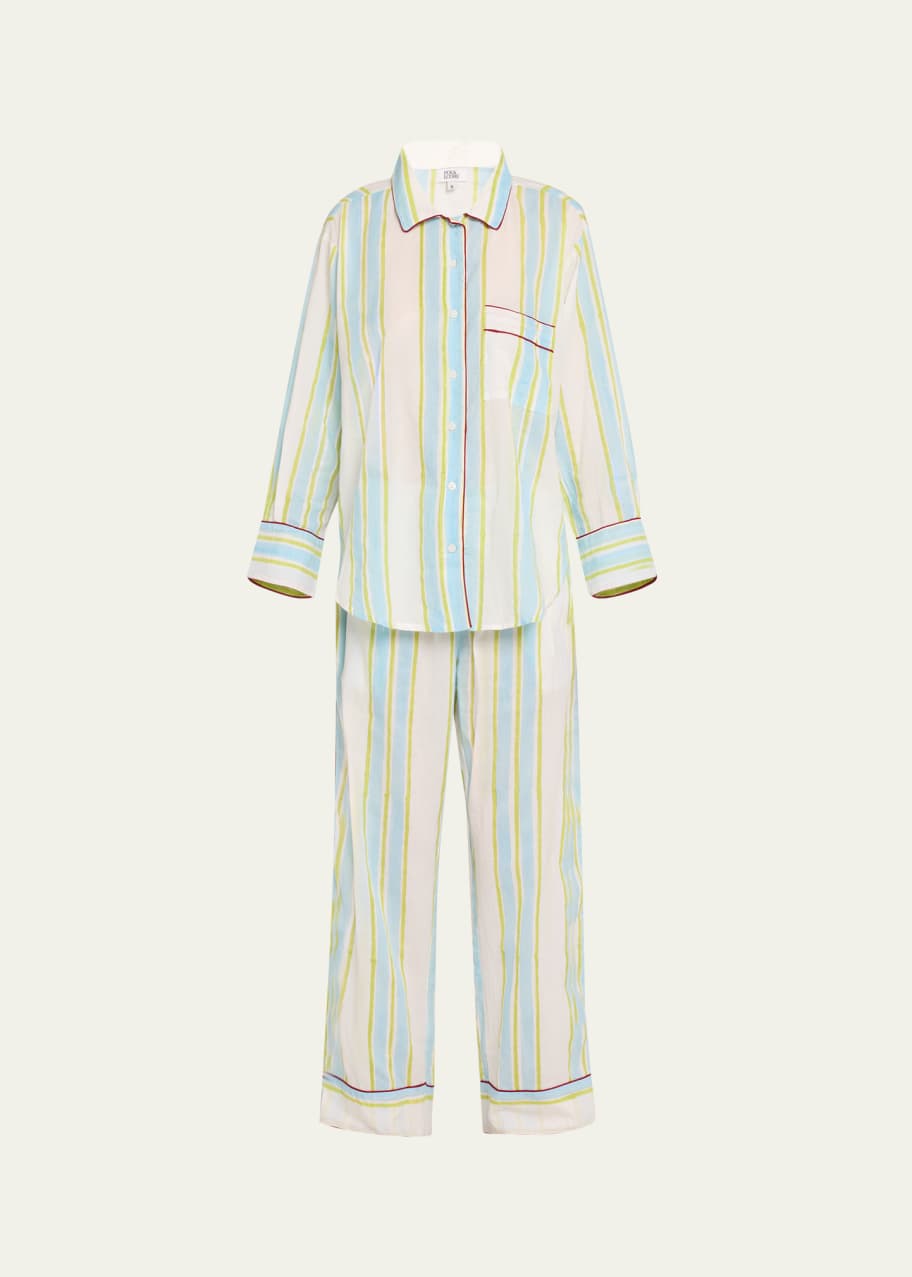 Image 1 of 1: Striped Cotton Pajama Set