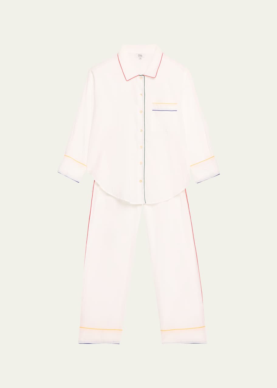 Image 1 of 1: Alba Piped Cotton Pajama Set
