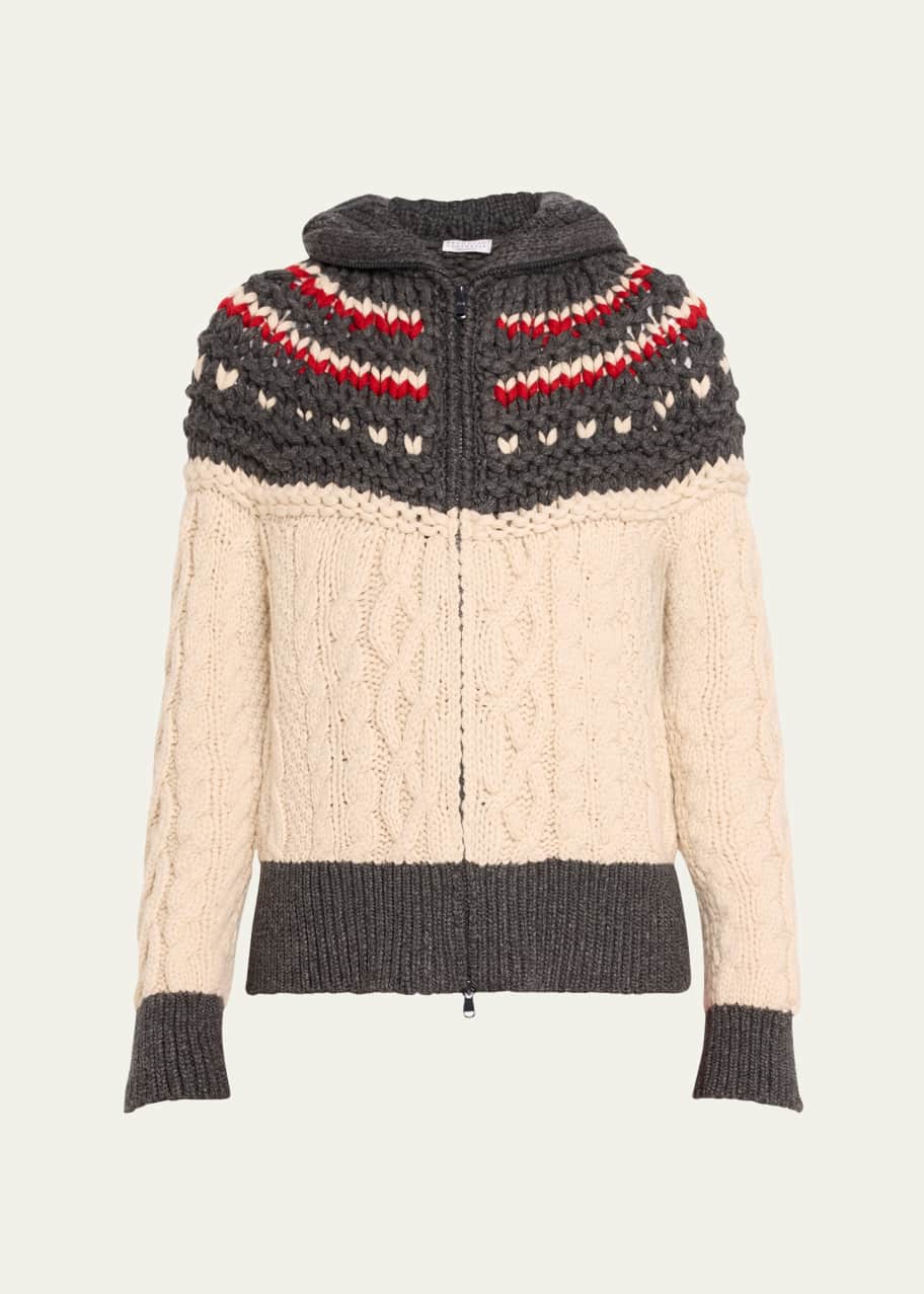 Image 1 of 1: High Mountain Fairisle Cashmere Zip-Up Cardigan