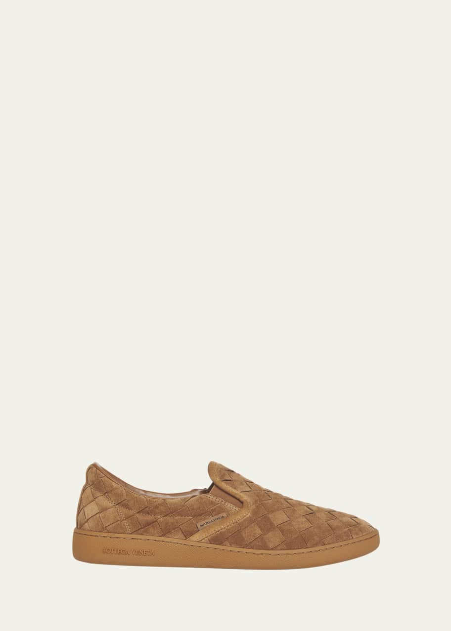 Bottega Veneta Men's Sawyer Intrecciato Suede Slip-On Sneakers