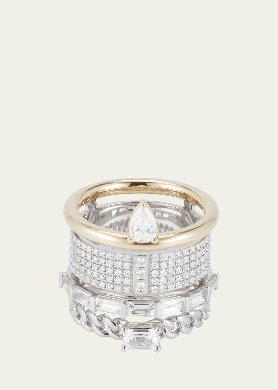 Image 1 of 1: Mix Metals Typestack Pave Diamond Ring