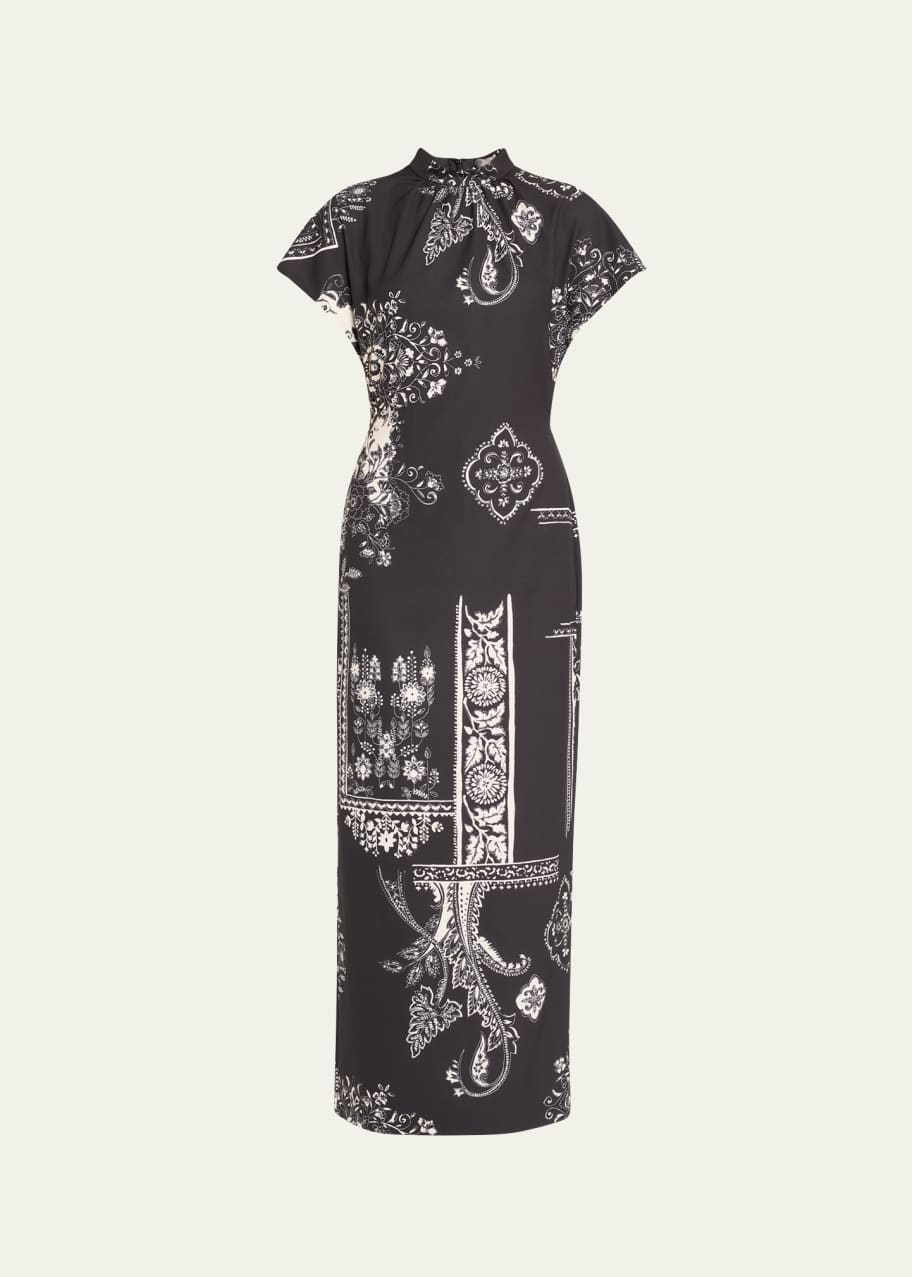 Image 1 of 1: Stella Printed Short-Sleeve Maxi Dress