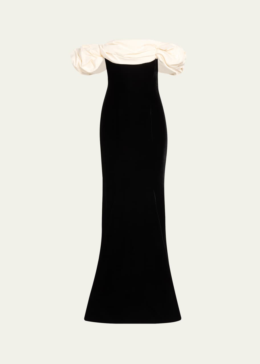 Rachel Gilbert Virgo Scrunched Off-Shoulder Gown - Bergdorf Goodman