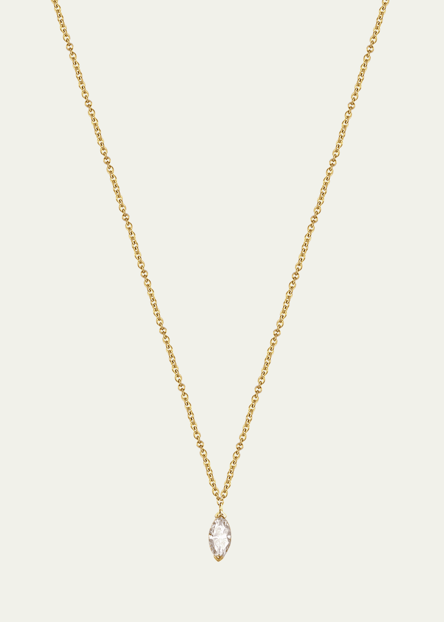 Image 1 of 1: 14K Yellow Gold Veto Solitaire Necklace with Marquise Lab Grown Diamond