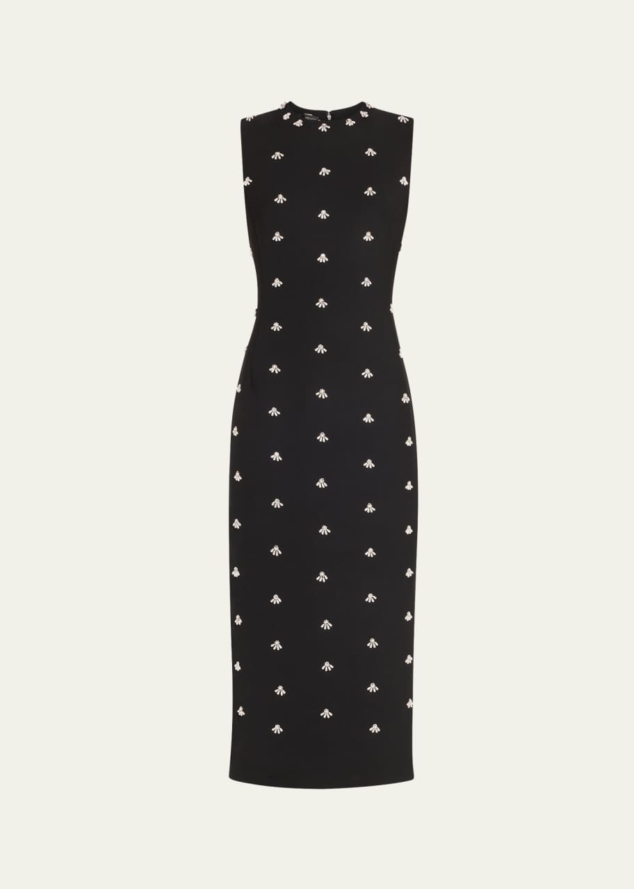 cocktail dresses bergdorf goodman Oscar de la Renta Pearl Cabochon Wool Midi Cocktail Dress
