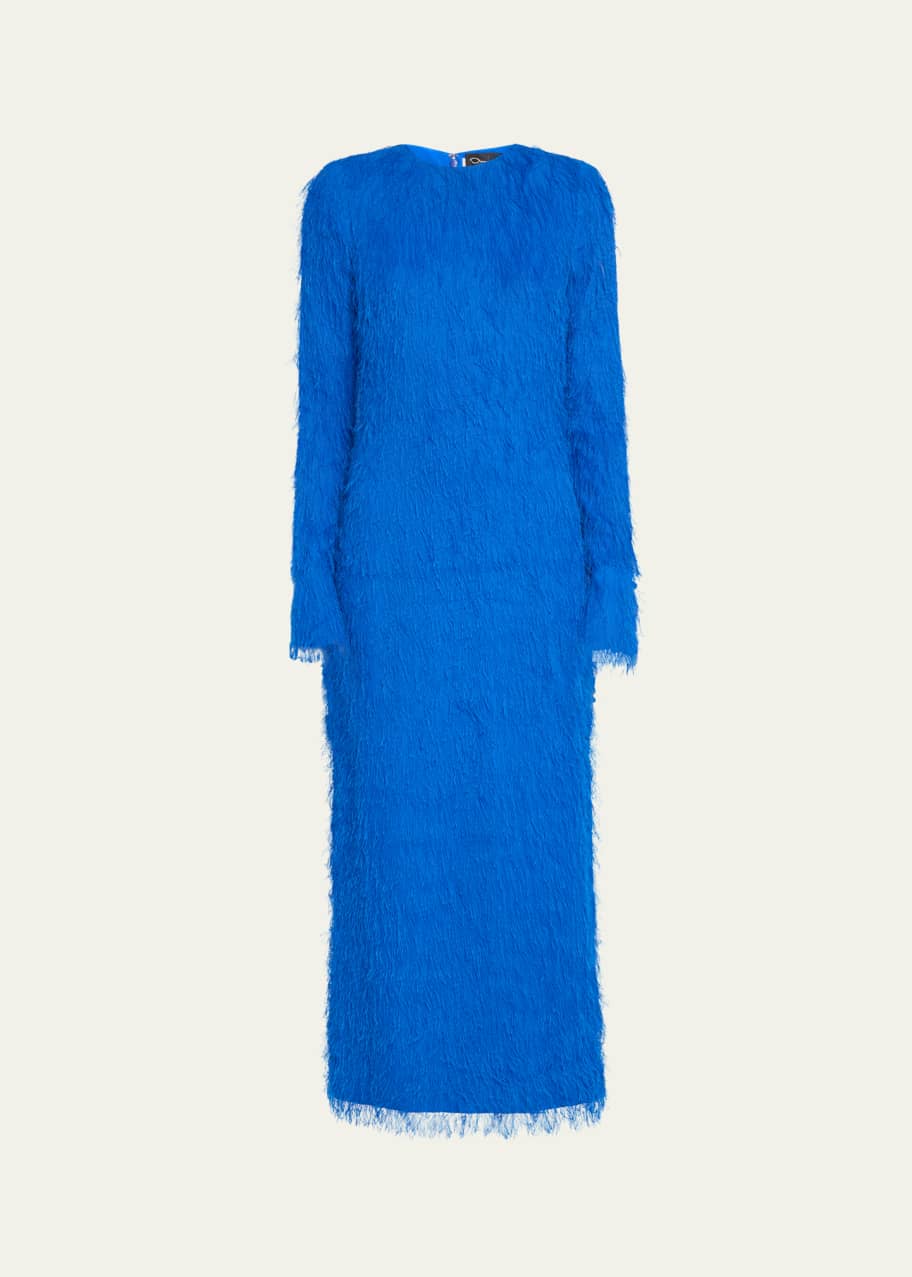 Image 1 of 1: Long Sleeve Fringe Fil Coupe Dress