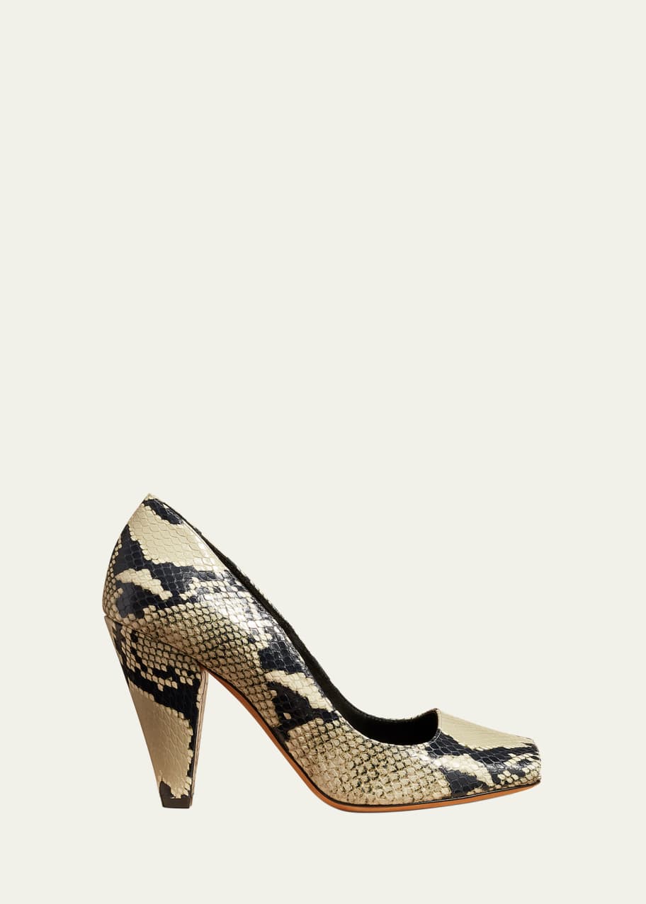 Image 1 of 1: Cedar Snake-Embossed Modern Pumps