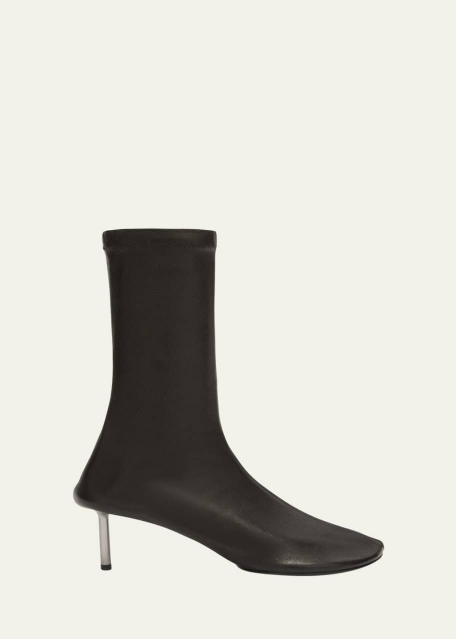 Image 1 of 1: Leather Sock Stiletto Booties