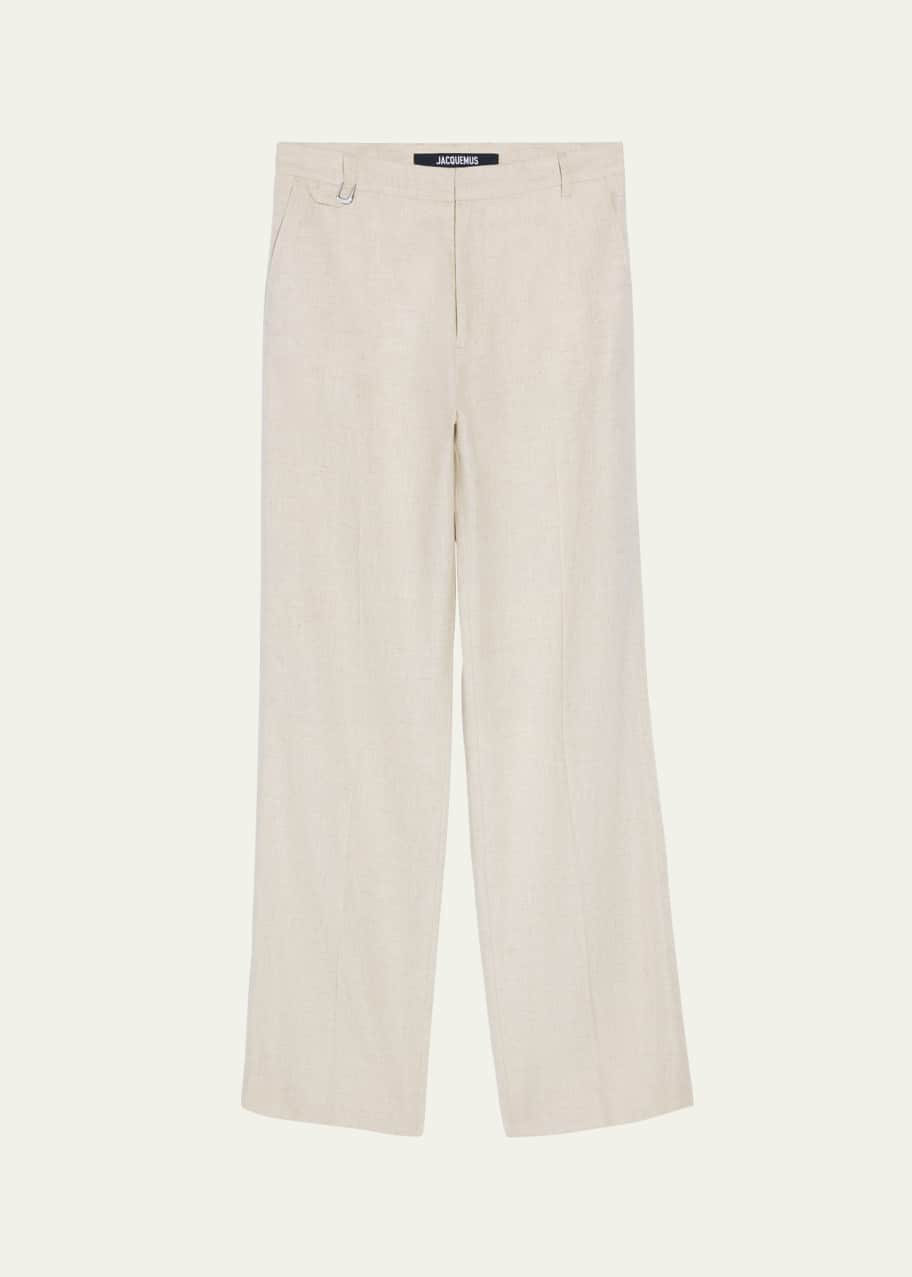 Image 1 of 1: Men's Linen-Blend Straight-Leg Pants