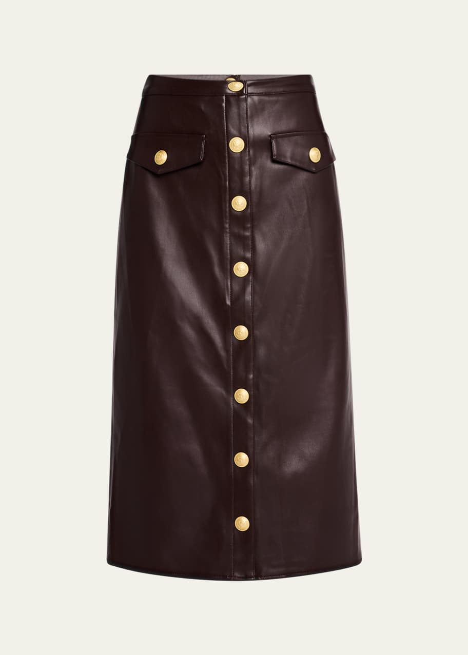 L'Agence Milann Vegan Leather Midi Skirt - Bergdorf Goodman