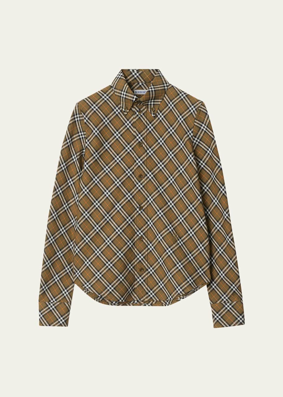Image 1 of 1: Shrunken Check Button-Down Shirt