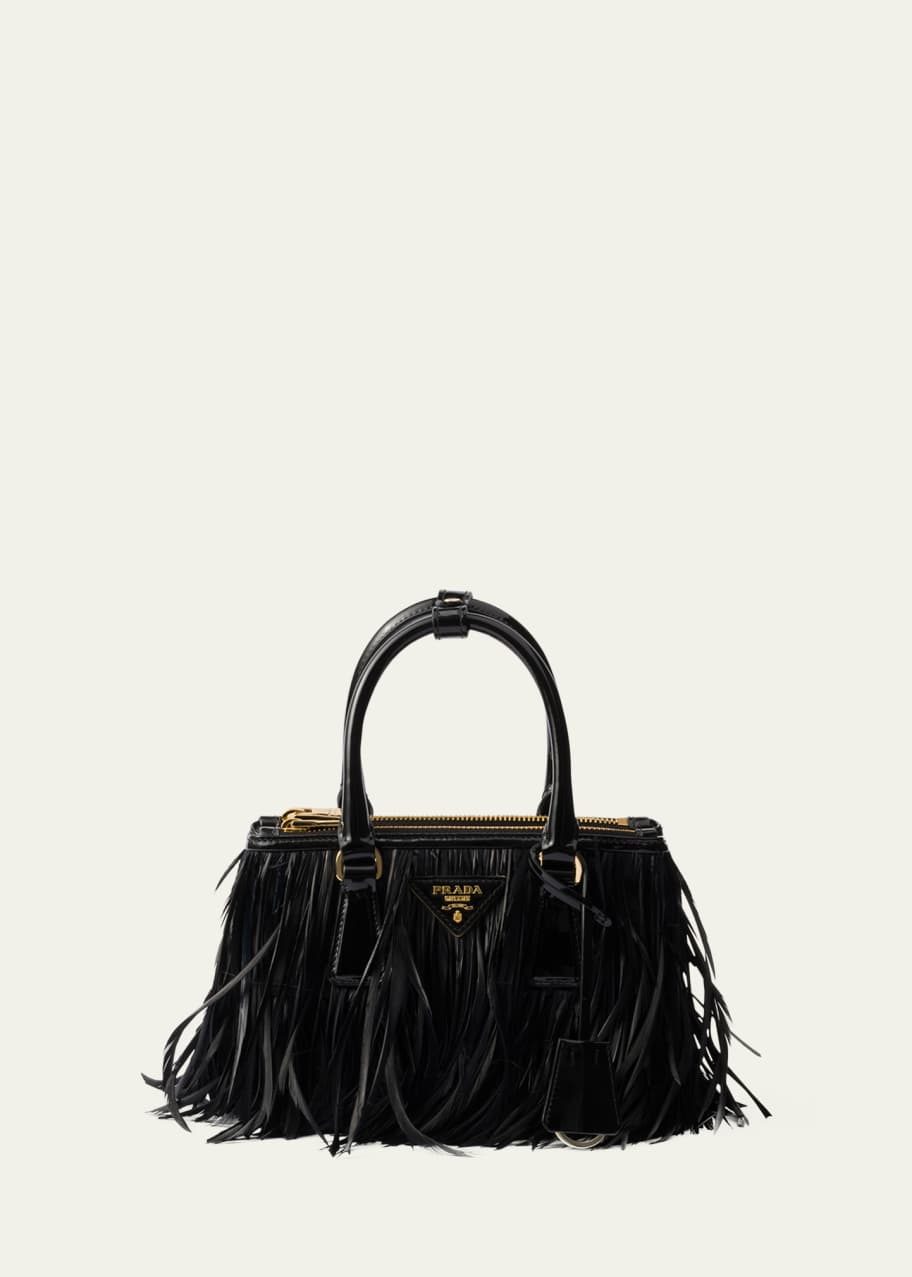 Image 1 of 1: Galleria Feather Leather Top-Handle Bag