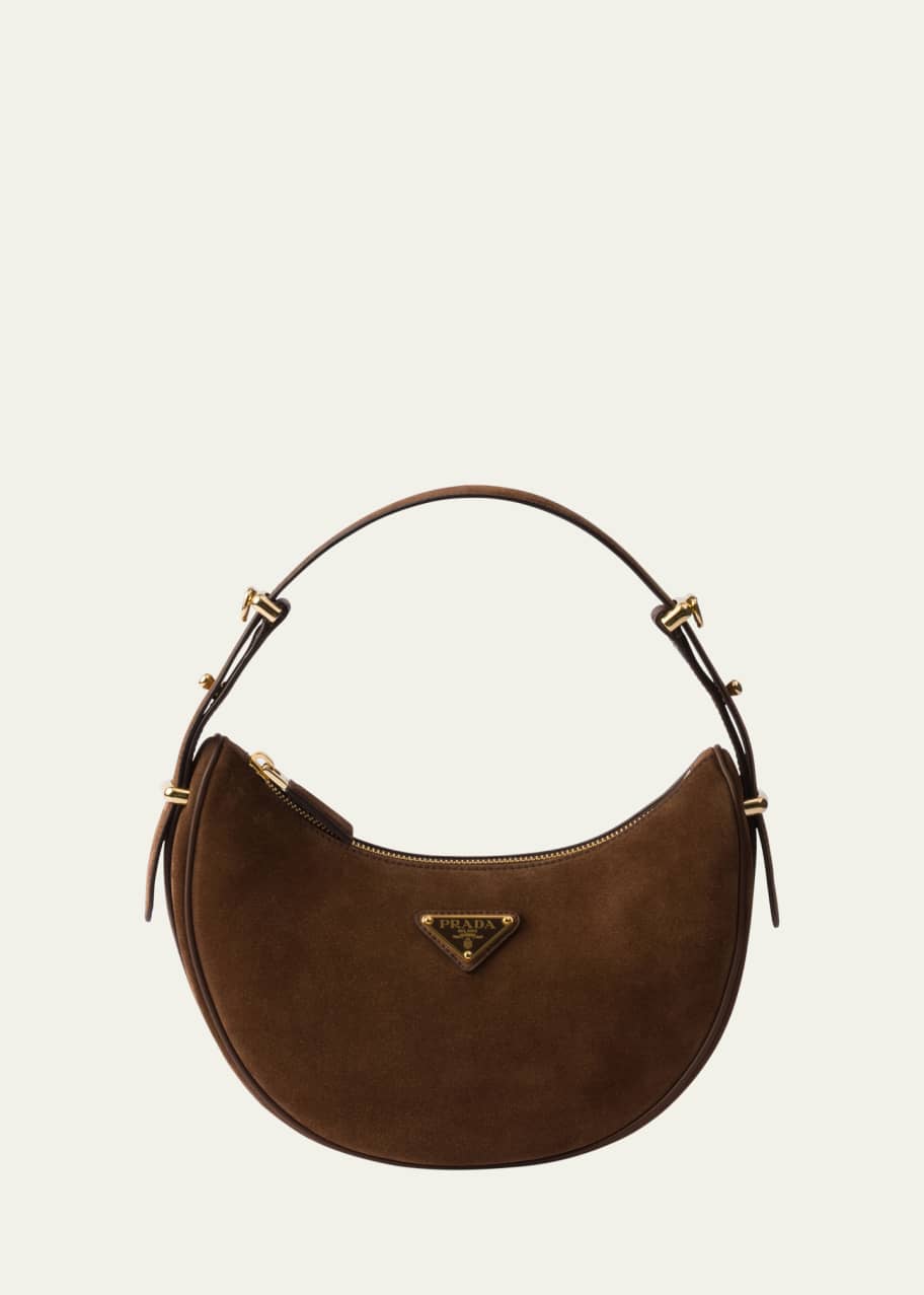 Arque Zip Suede Shoulder Bag