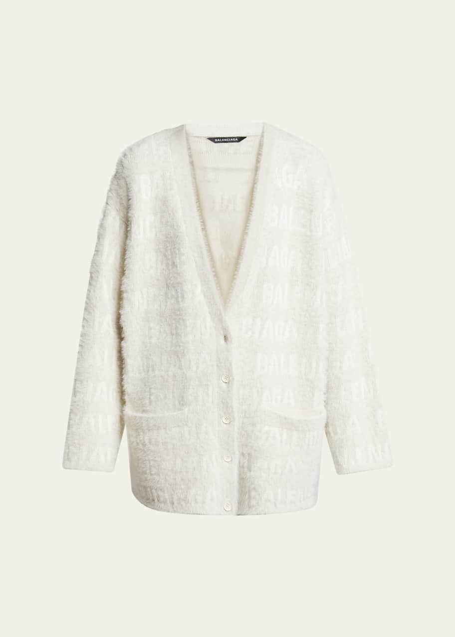 Image 1 of 1: Furry V-Neck Wool Cardigan