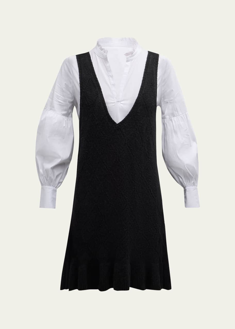 Cinq a Sept Greysen Pinafore Combo Knee-Length Dress - Bergdorf Goodman