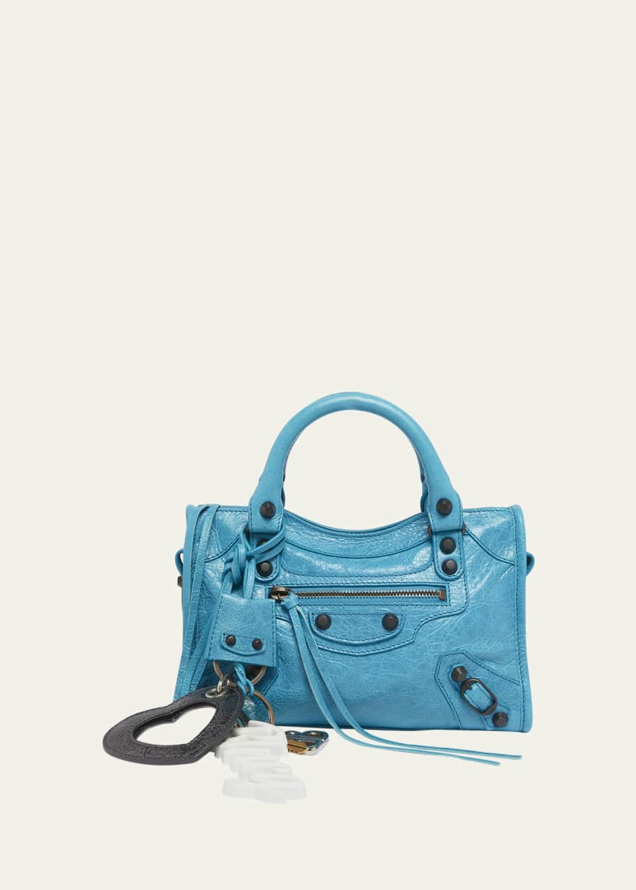 BALENCIAGA ミニシティ　アイスブルー Balenciaga Le City Mini Leather Top-Handle Bag - Bergdorf Goodman