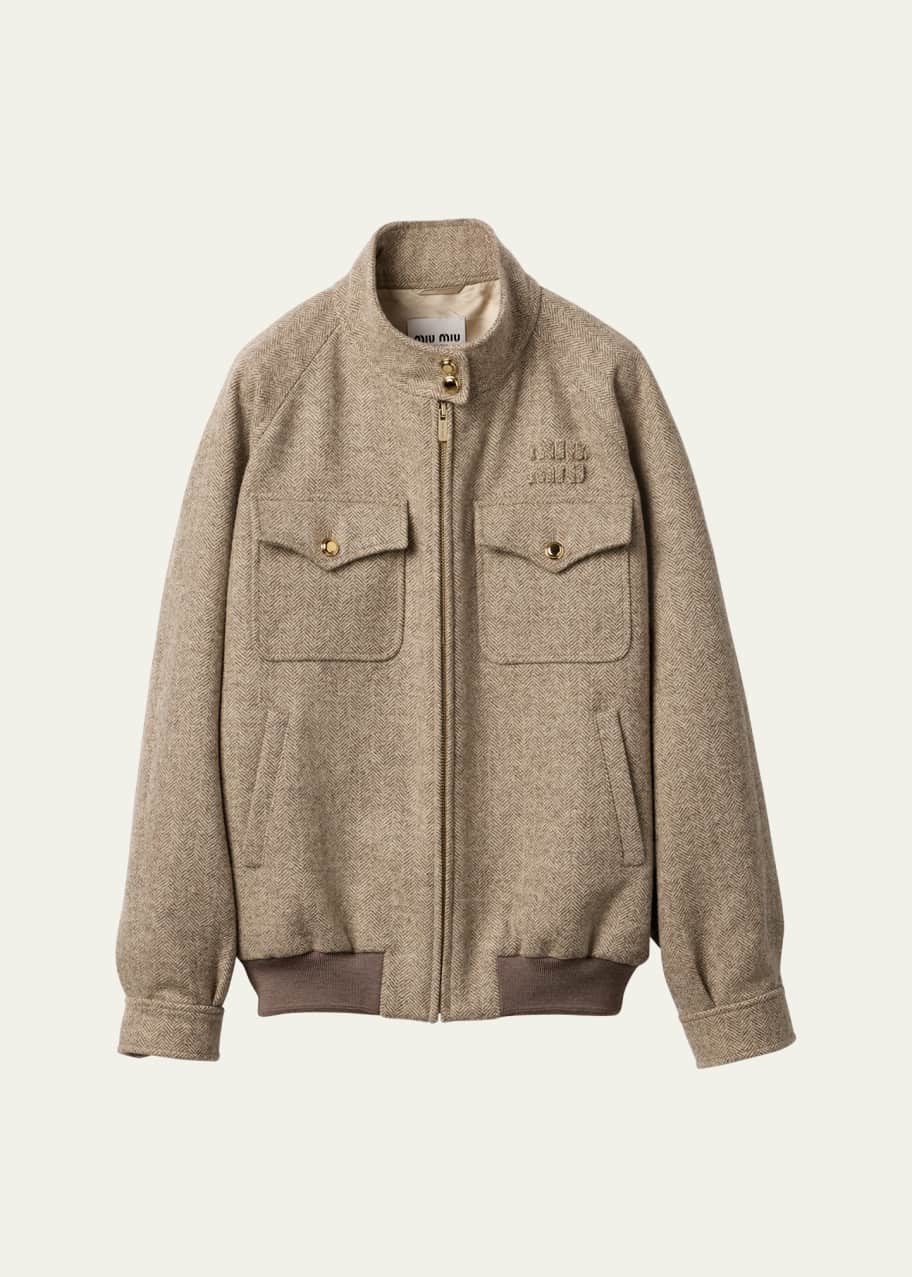 ブルゾン MIU MIU CHEVRON WOOL PADDED BOMBER JACKET Miu Miu Chevron Oversized Zip Up Bomber Jacket - Bergdorf