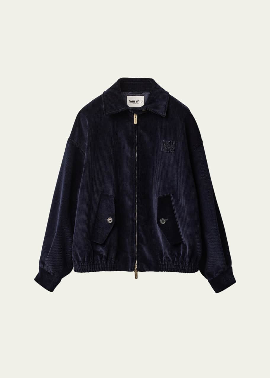 ブルゾン MiuMiu FW25 Miu Miu Jacket (ML1324SOOO 174X F0008) Miu Miu Oversized Zip Up Bomber Jacket - Bergdorf Goodman